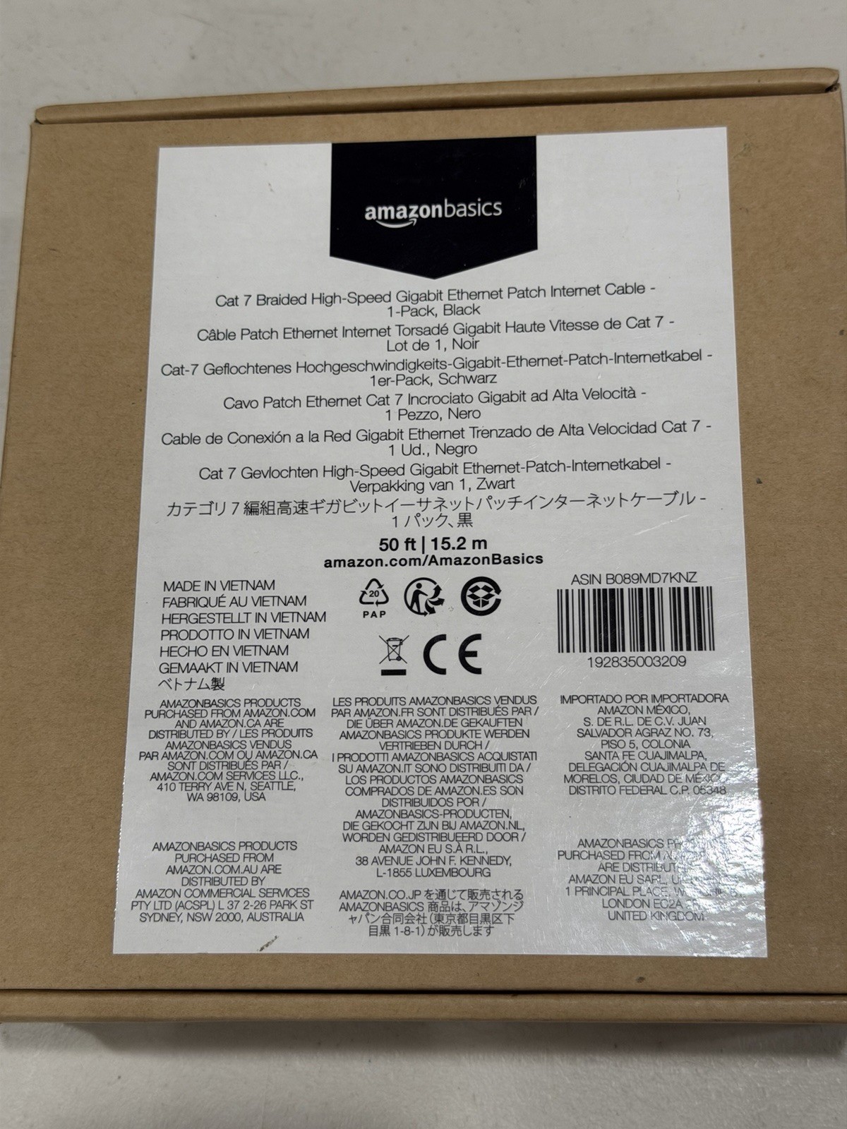 50 Ft Amazon Basics Cat 7 Braided Gigabit Ethernet Patch Internet Cable