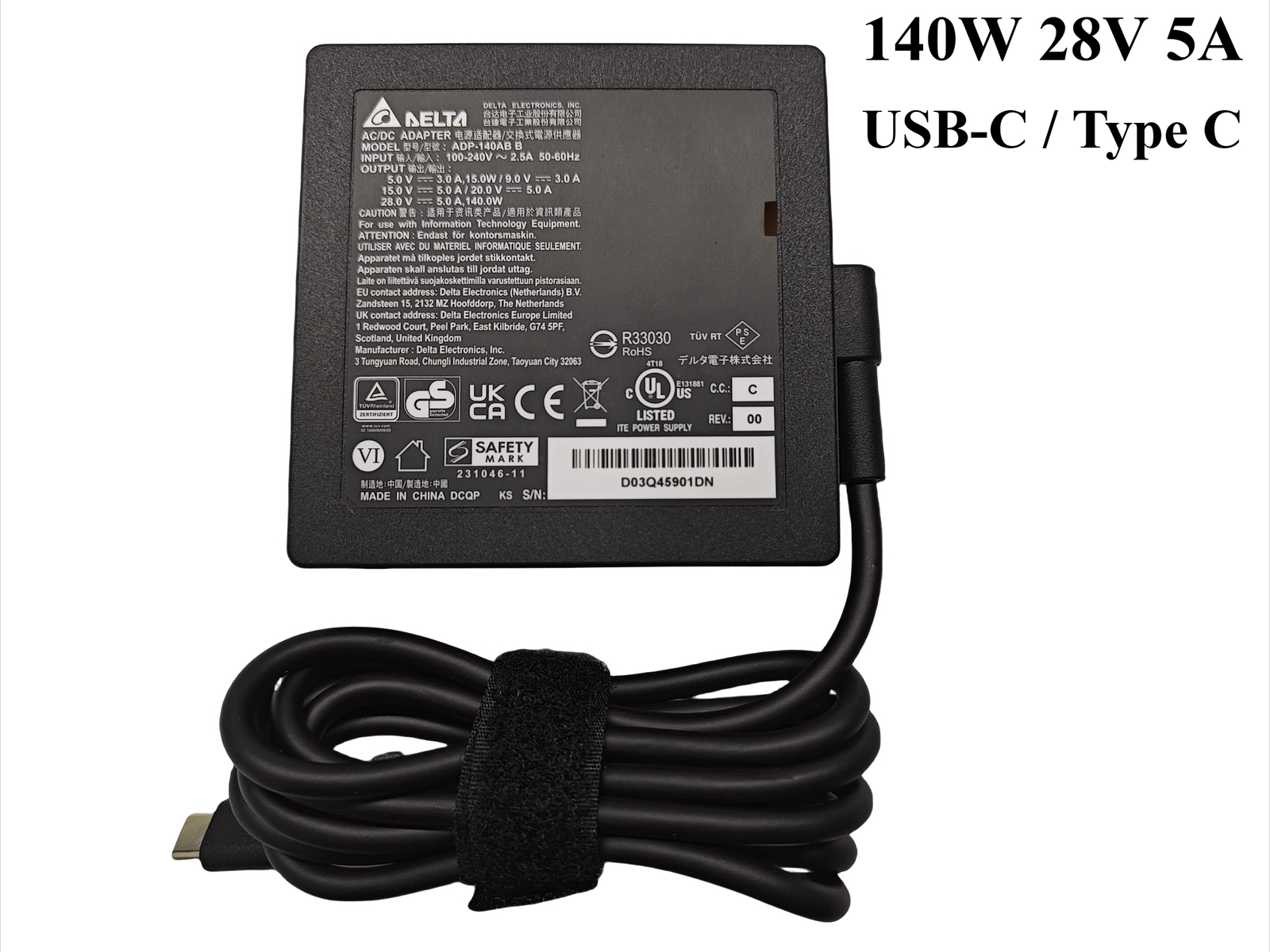 Genuine DELTA 28V 5A 140W Type C Adapter ADP-140AB B USB-C Fast Charger