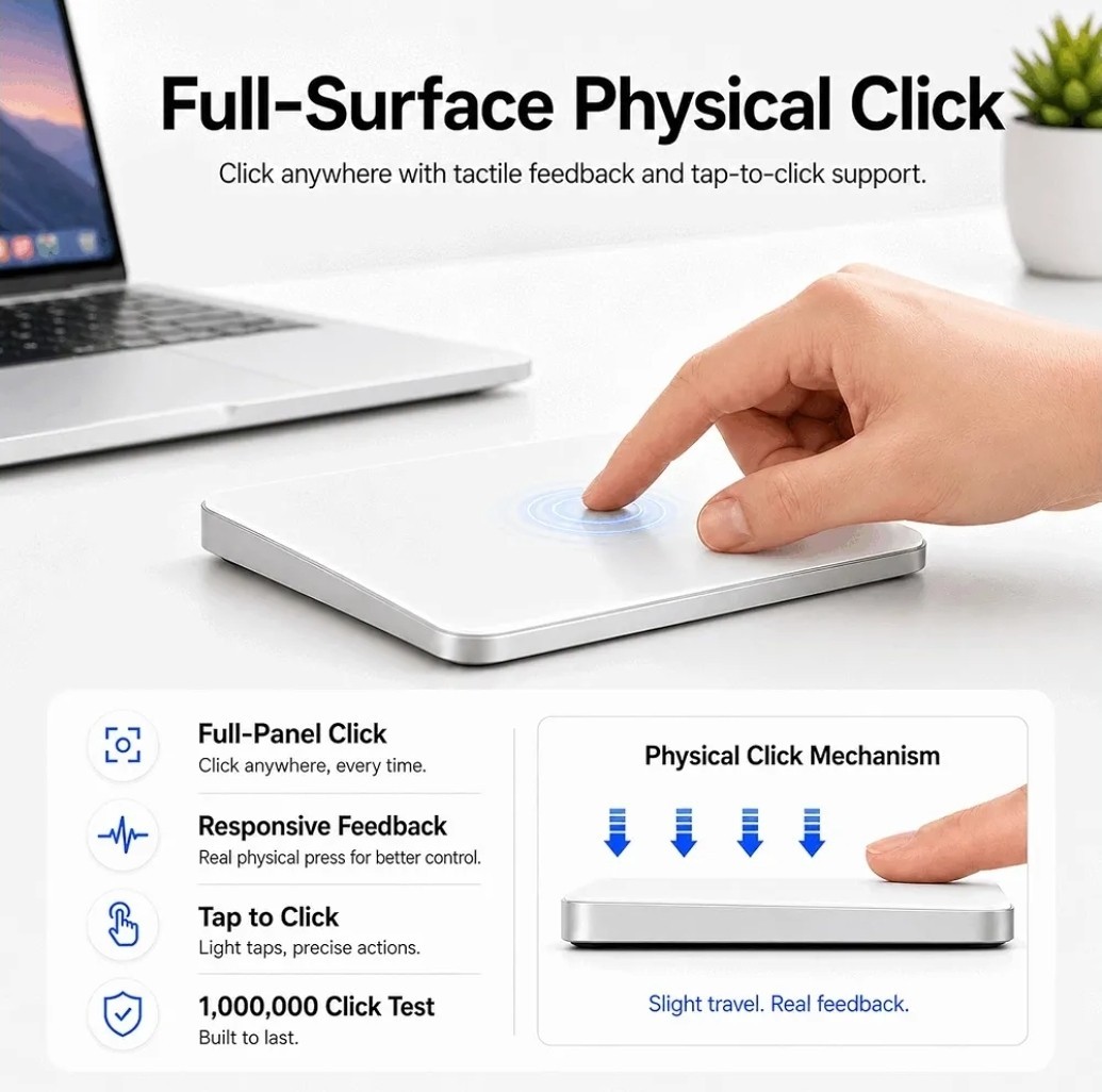 Polarmeta Wireless Trackpad X2 Touchpad USB-C Rechargeable 7.5" Mac & Windows