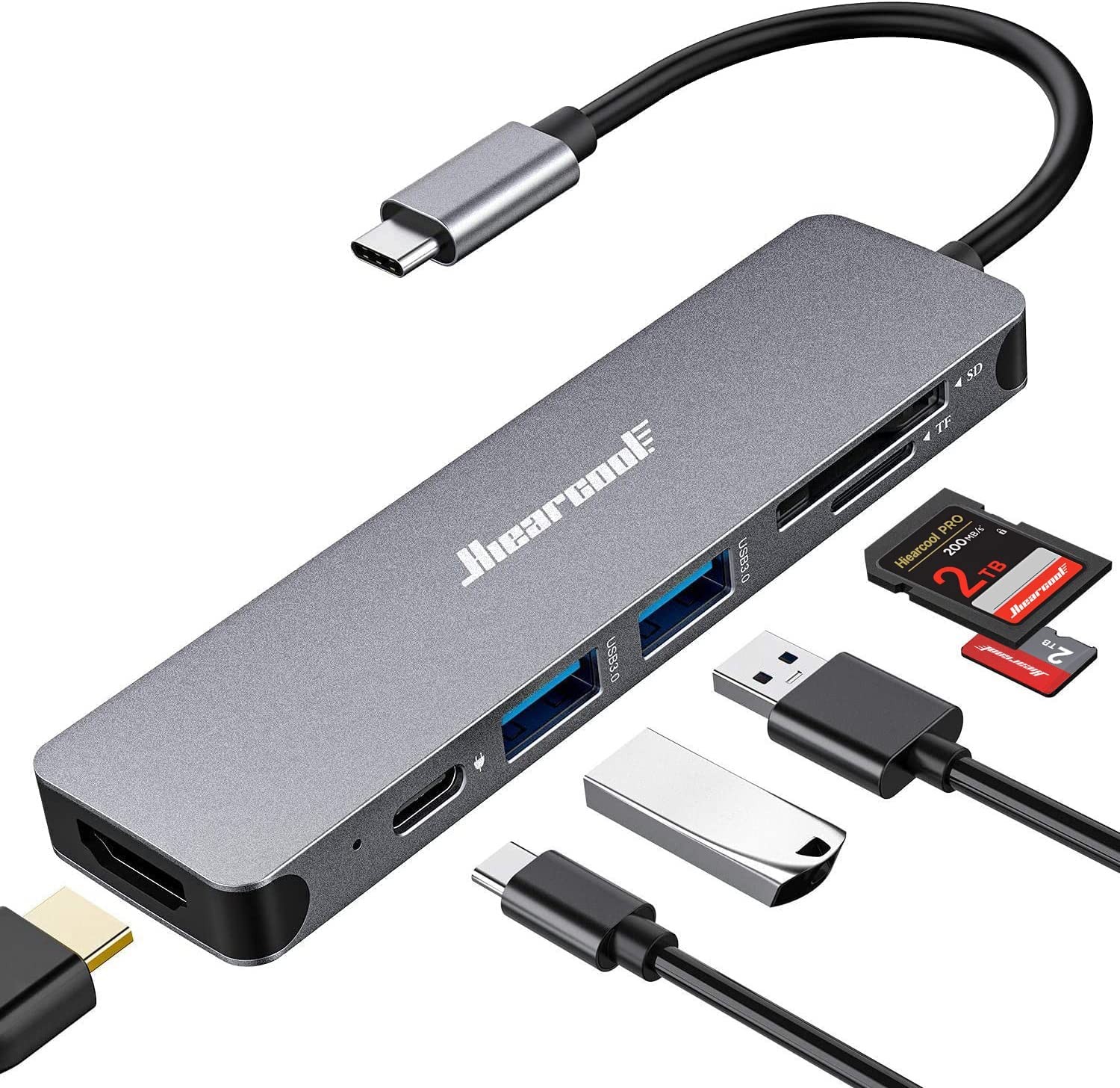 7-in-1 USB C Hub with 4K HDMI, 100W Power Delivery for MacBook & Laptops
