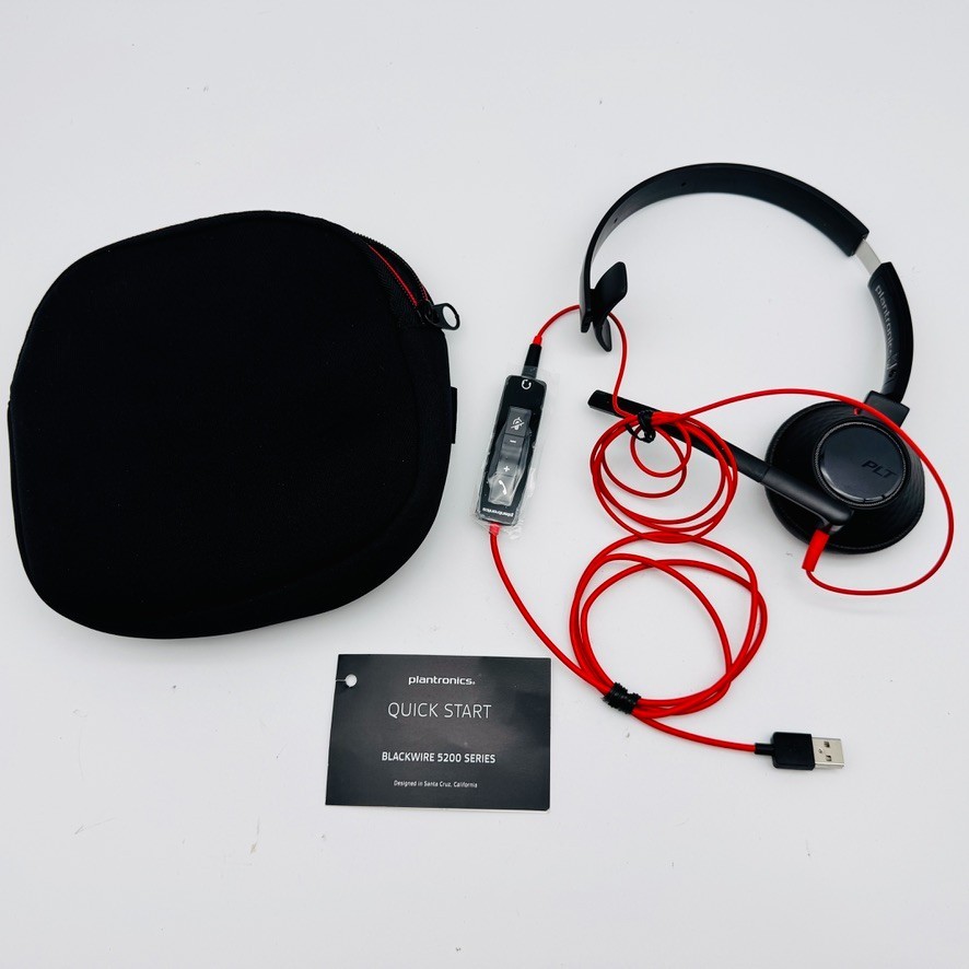 Poly Blackwire 5210 Series USB Black Monoaural Headset Headphones w/ Case