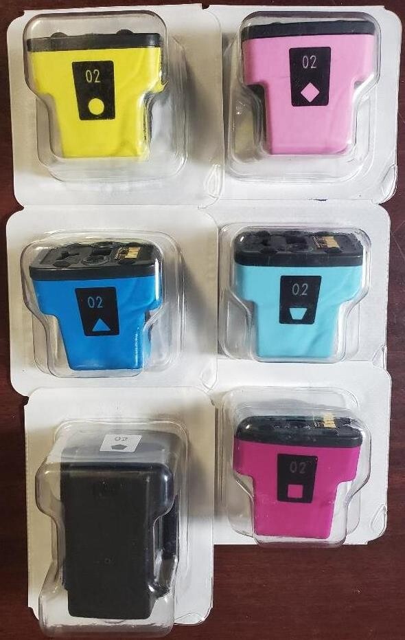 Set 6 NEW Genuine SEALED HP 02XL Hi Yld Inkjet Cartridges K C M Y LC LM NO BOXES