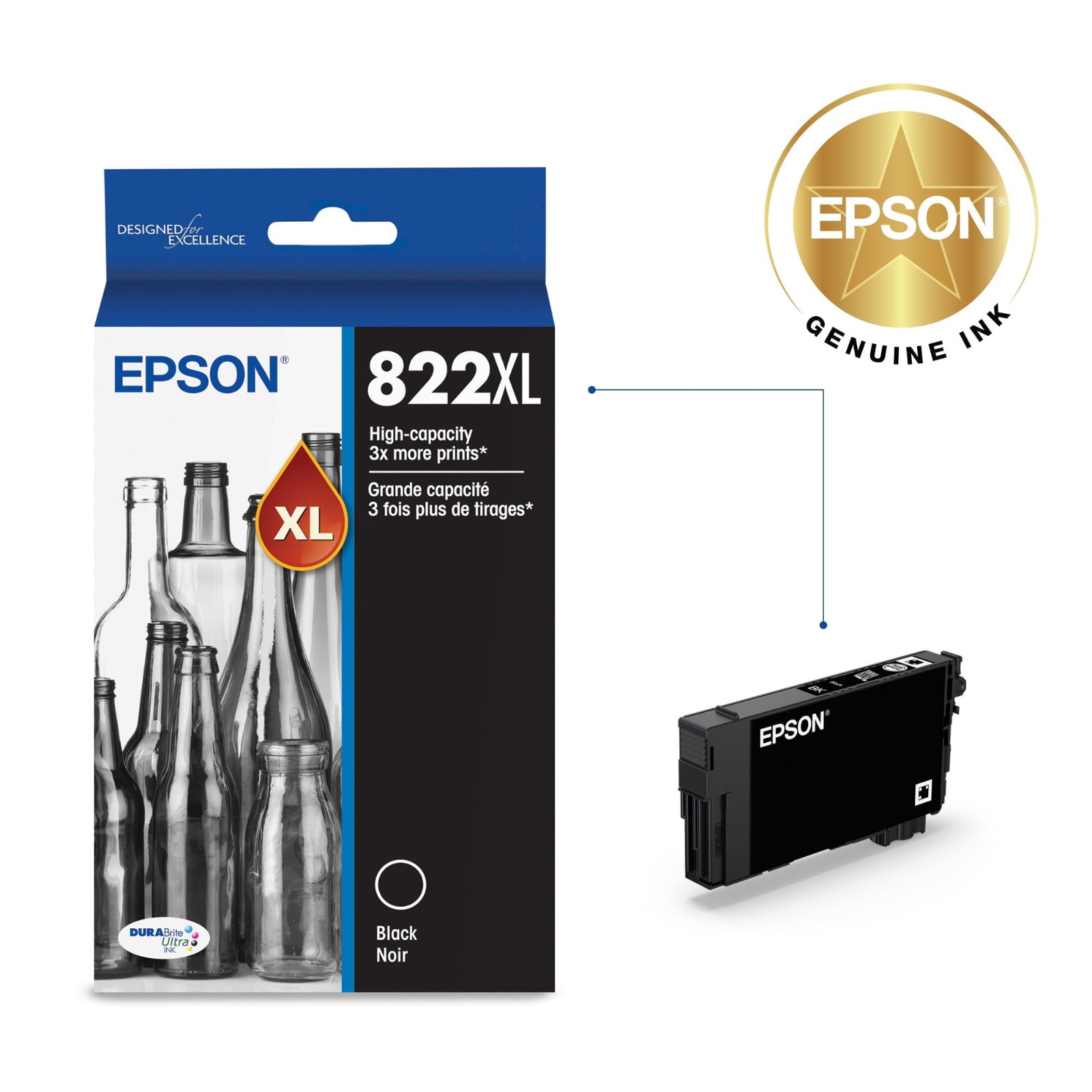Epson 822XL T822XL120-S Genuine Black High-Capacity Ink WF-4830 
