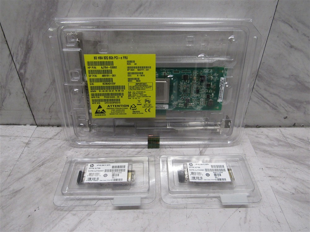 NEW HP AJ764A 82Q 8Gb Dual Port FC HBA 489191-001 + 2x AJ718A SFP+
