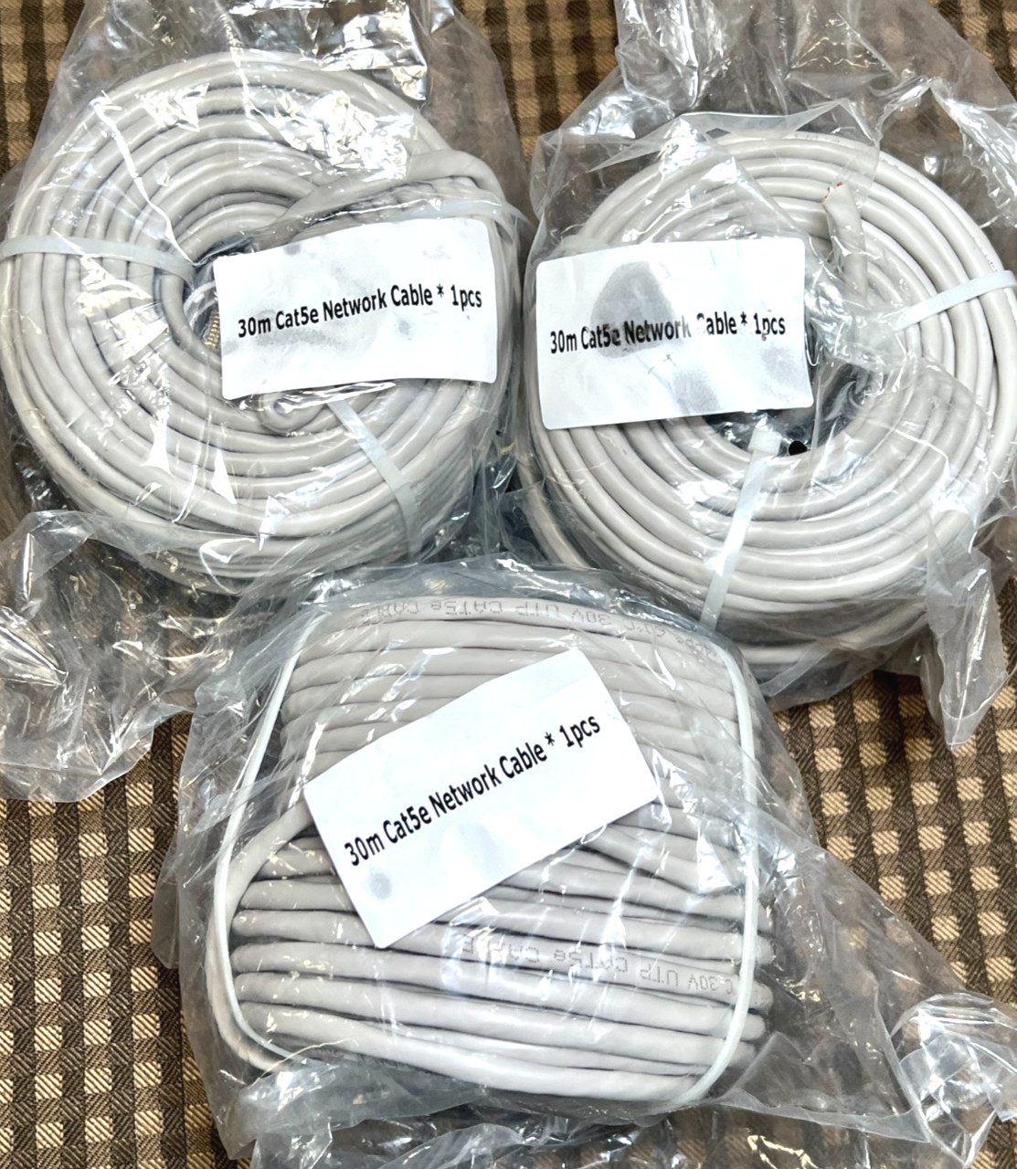 3 Pack 30 Meters (300') Cat5e Network Gray Cable 24 AWG Copper Wire Internet