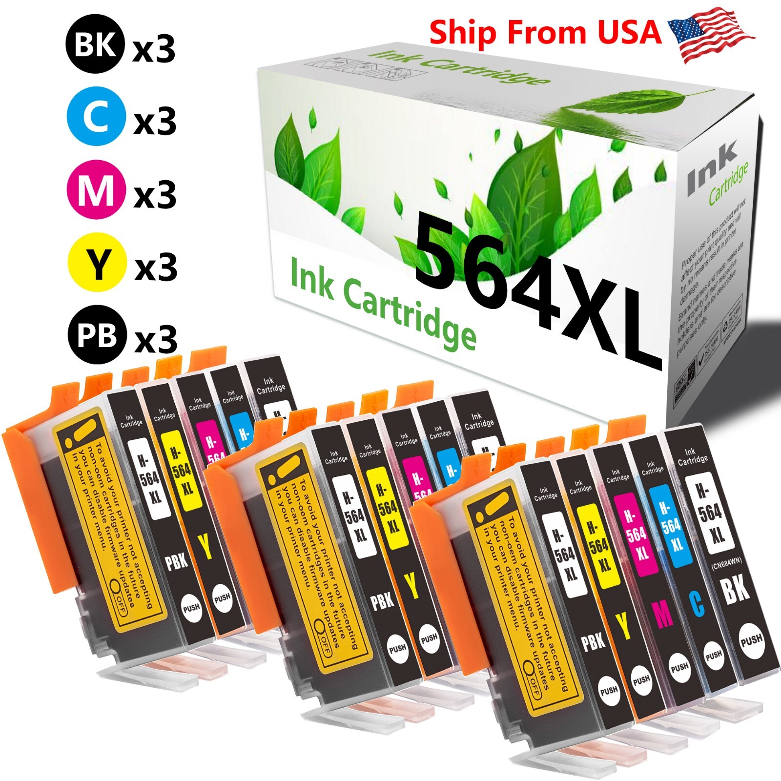 15PK 564 564XL Ink Cartridge For PhotoSmart C5393 C6300 Premium C309a C310a