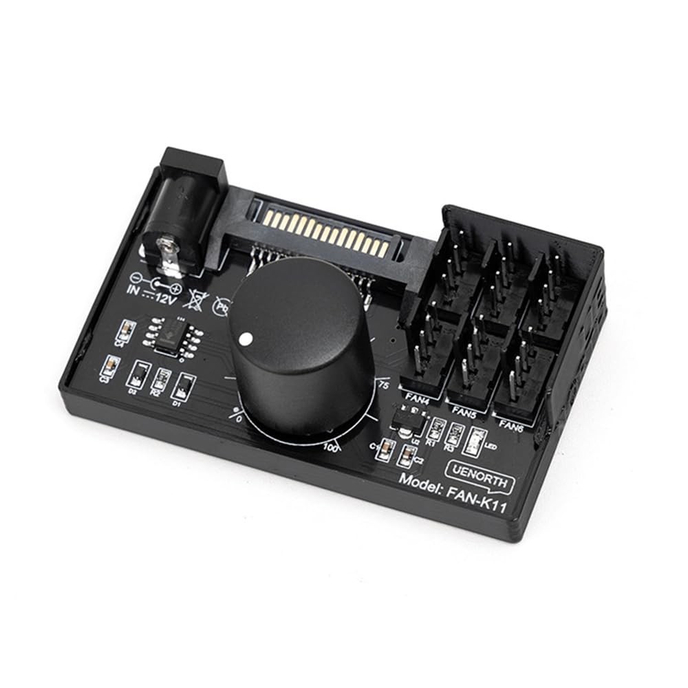 12V 4 Pin PC Case Fan Speed Controller 6 Fans Support, 4-Pin PWM Fan Cooling 