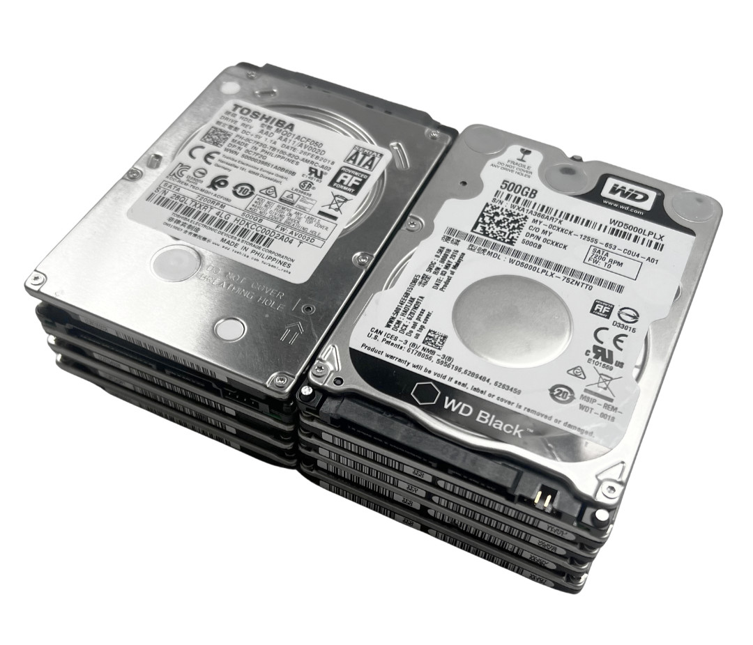 (LOT OF 10) MIXED MAJOR BRAND 500GB SATA 2.5" 7.2K HDD HARD DRIVE TESTED & WIPED
