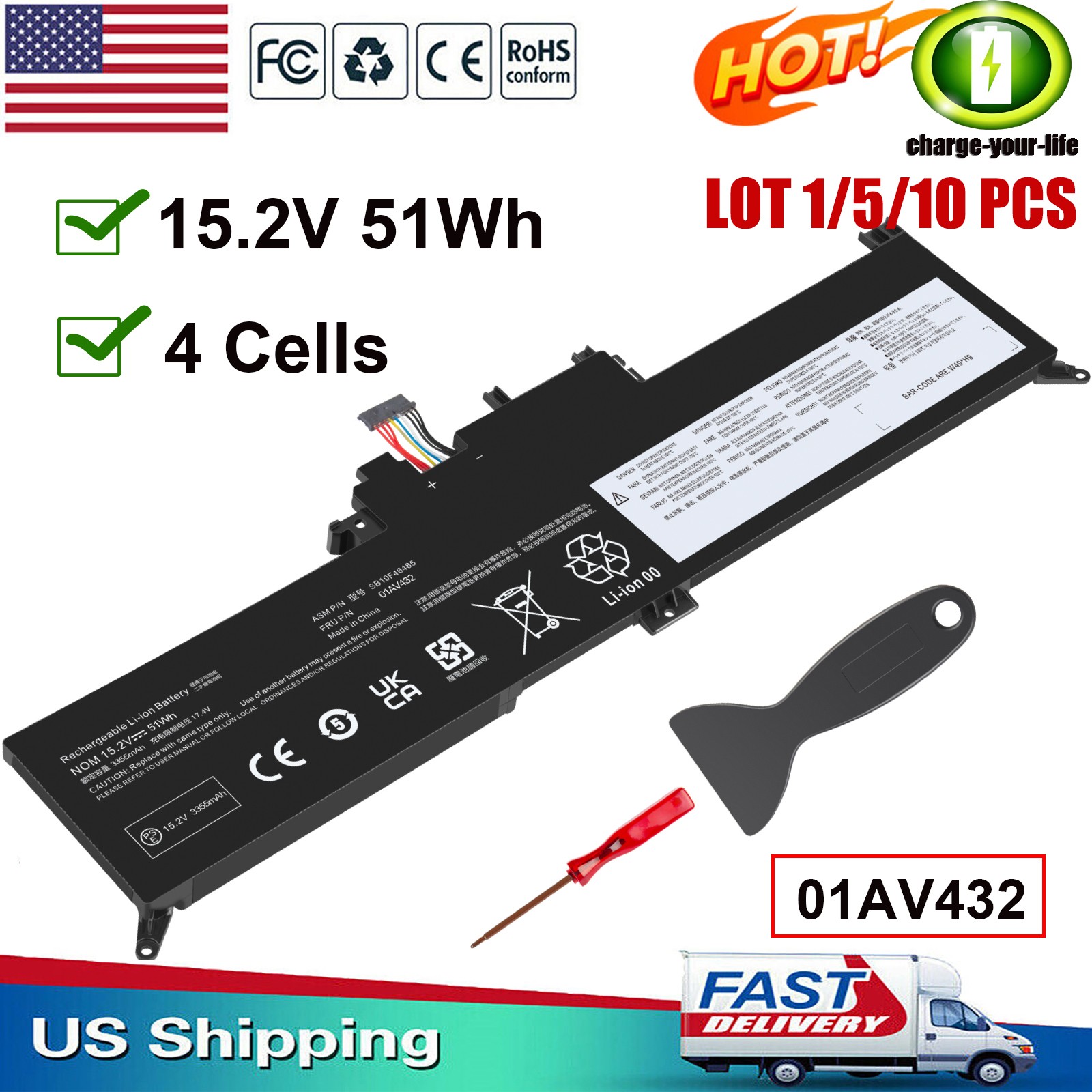 ✅LOT Battery 00HW026 00HW027 01AV433 for Lenovo ThinkPad Yoga 260 370 X380