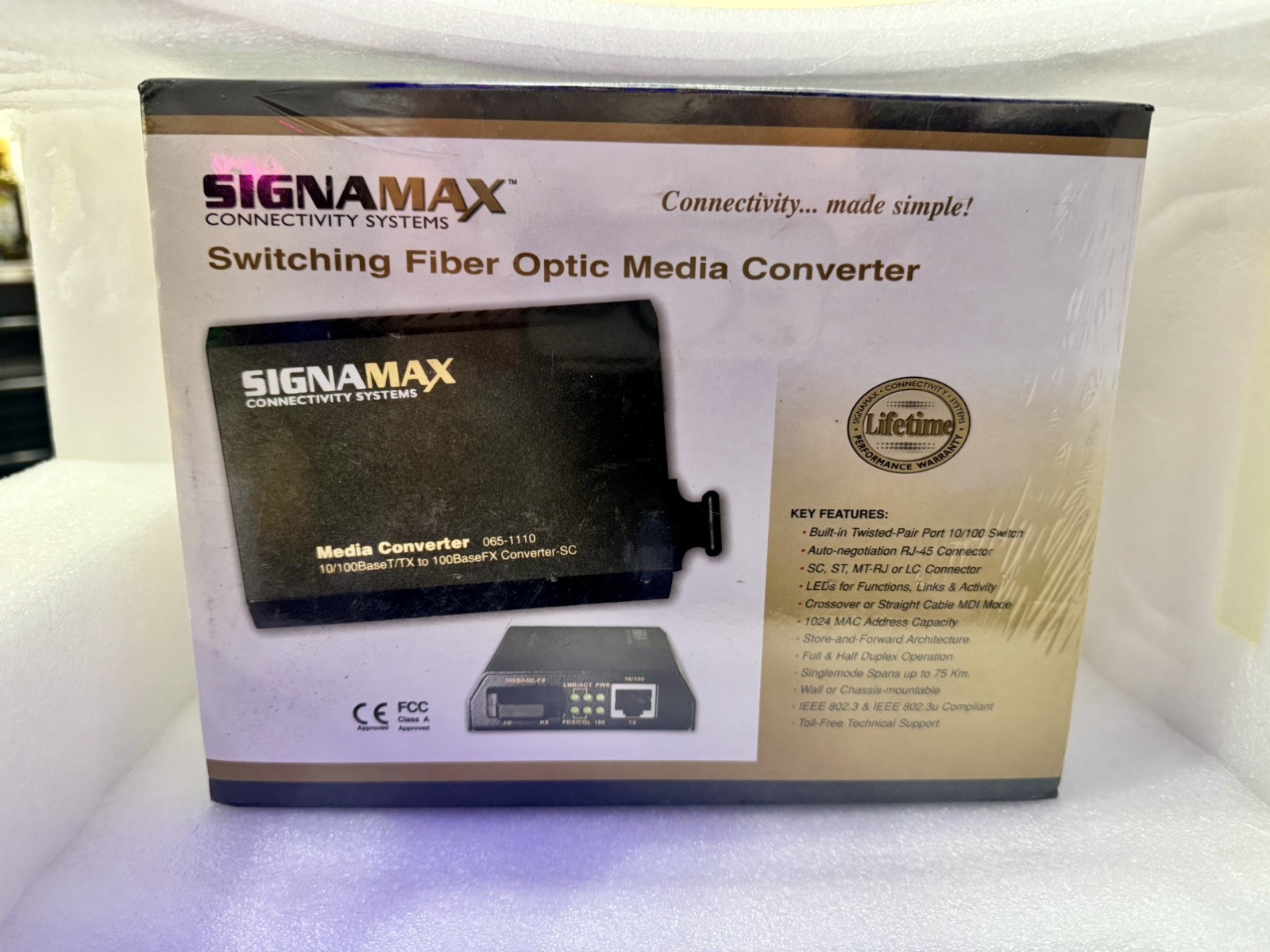 SIGNAMAX SEALED BRAND NEW  065-1132 100FX, SM/SC, 15 km to MM/SC, 2 km Converter