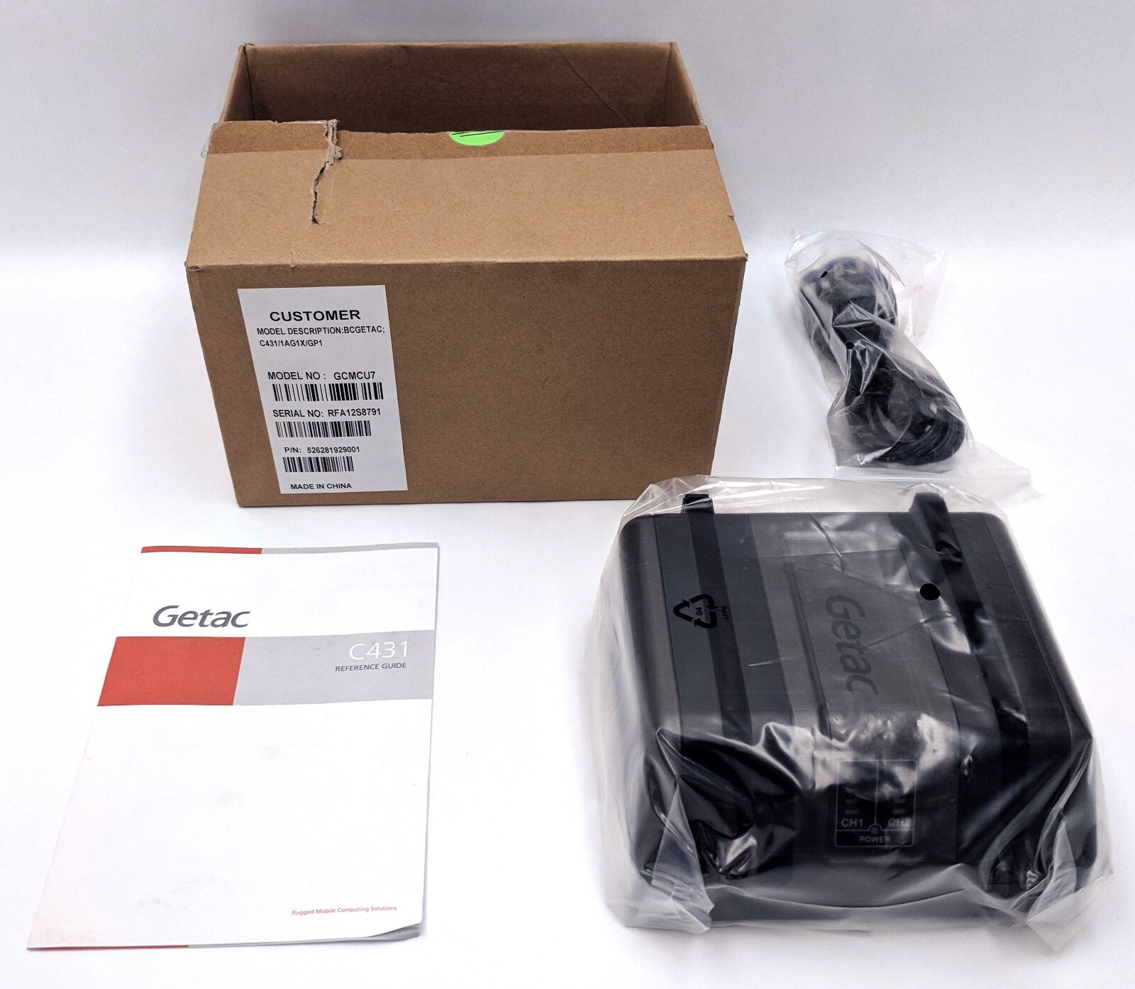 Getac AY-C431 Dual Bay Battery Charger Model No: GCMCU7 w/ Power Cord - NIB