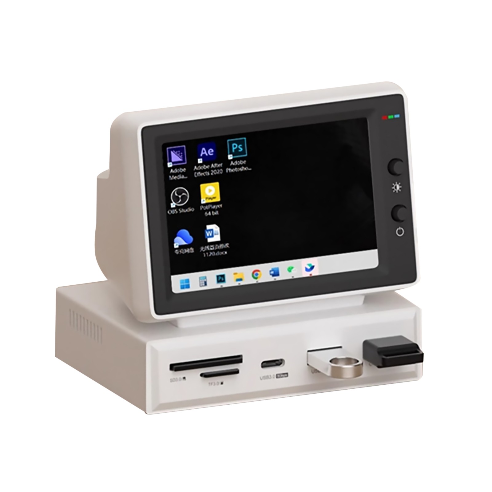 Mini Computer Secondary Screen LCD Display Monitor USB 3.0 Hub SD TF Card Reader