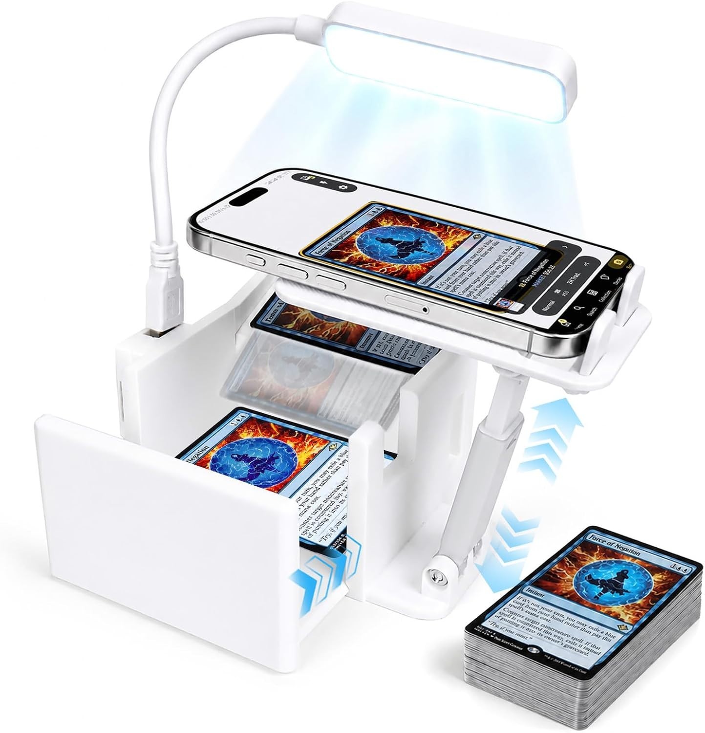 Adjustable Card Scanner Stand with LED Light for TCG & Sports Cards - Quick Scan