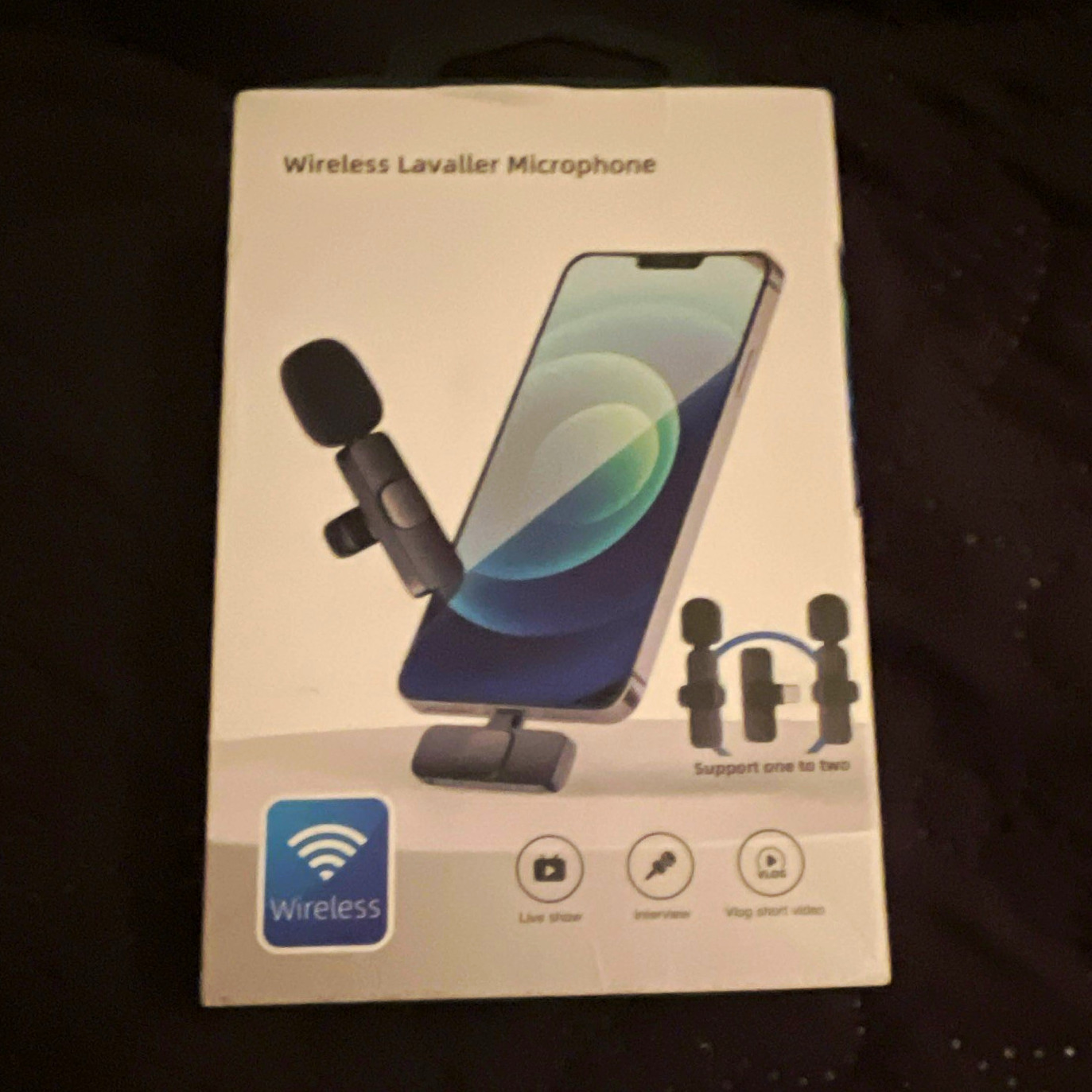 Wireless Clip-On Lavalier Microphone Kit w/ Receiver Plug & Play 20m Black