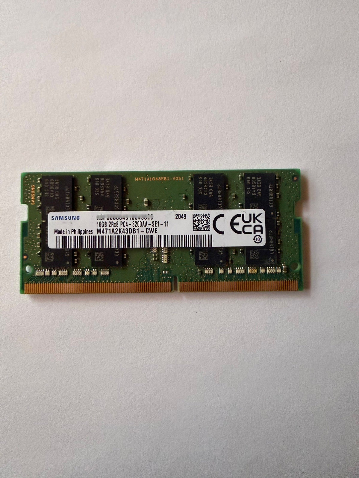 Samsung 16GB DDR4-3200 SO-DIMM 2Rx8 PC4-3200AA Laptop RAM M471A2K43DB1-CWE