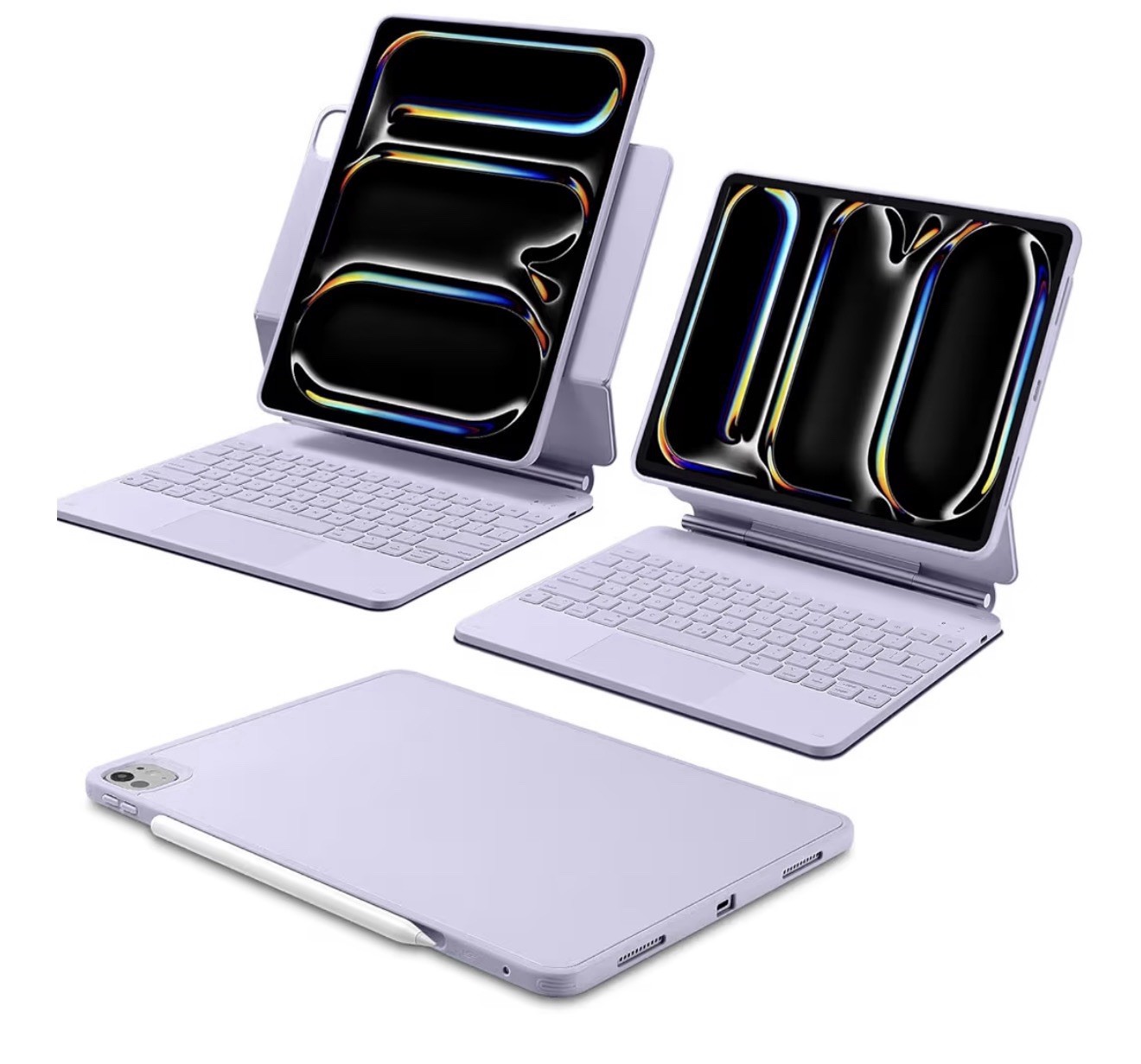 iPad Pro 13" Keyboard Folio Case Detachable Magnetic Stand Purple