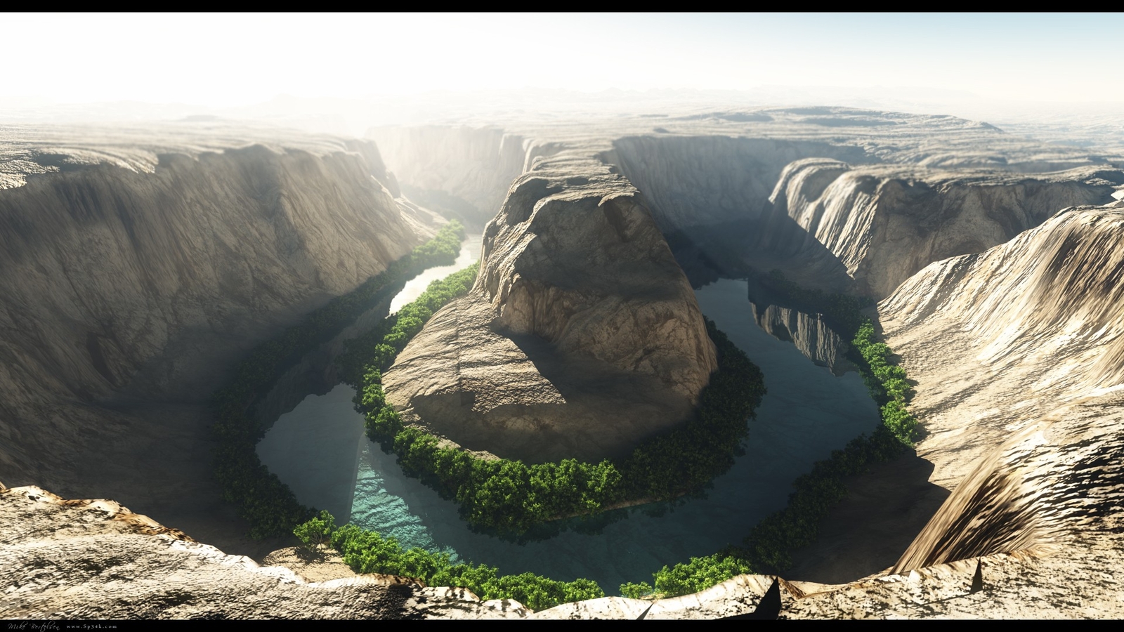 Landscape river mountains cave horseshoe bend grass Custom Gaming Mat Desk