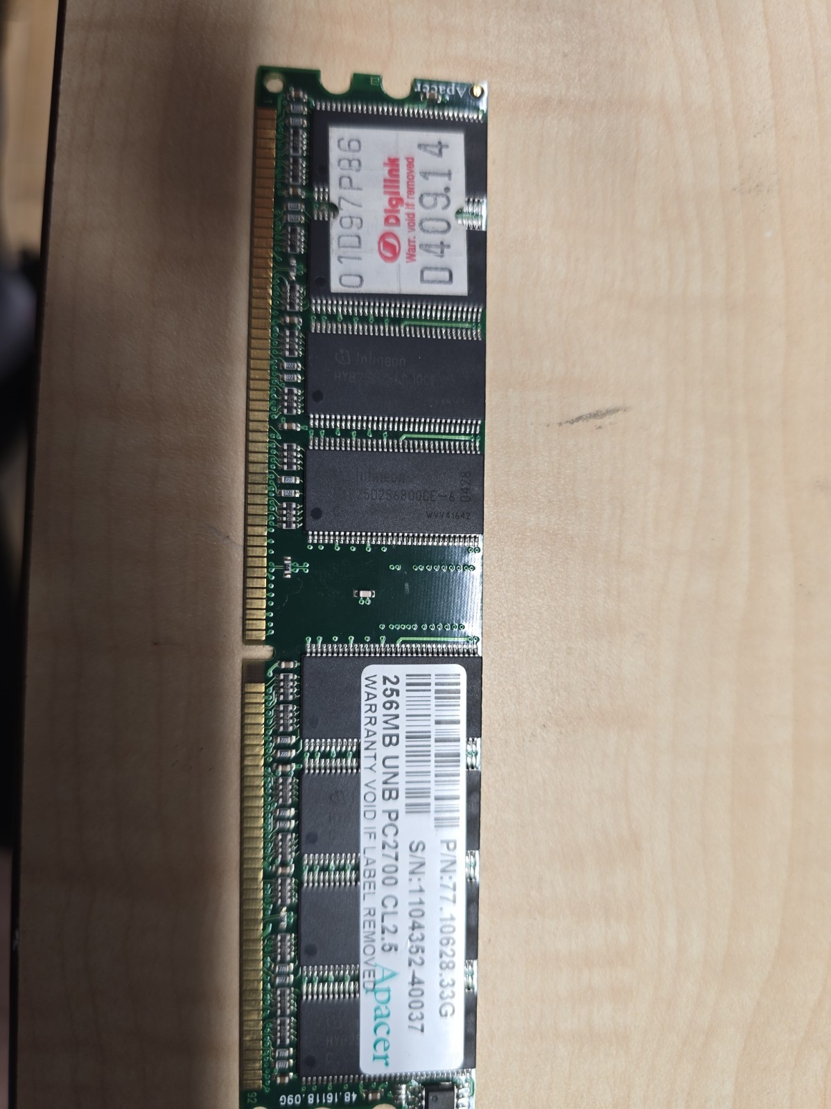 Apacer 77.10628.33G 256MB PC2700 DDR333 CL2.5 184-Pin Desktop RAM