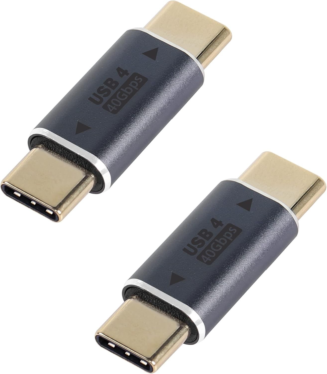 2 Pack USB C Male to Male Adapter 40Gbps Type C Coupler Extender 140W 8K