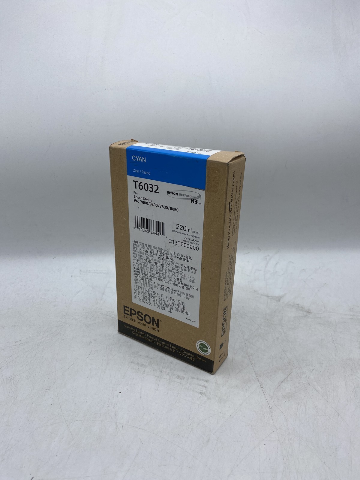 T603200 OEM Epson Ultra Chrome Cyan Ink Cartridge (220ml). Expired