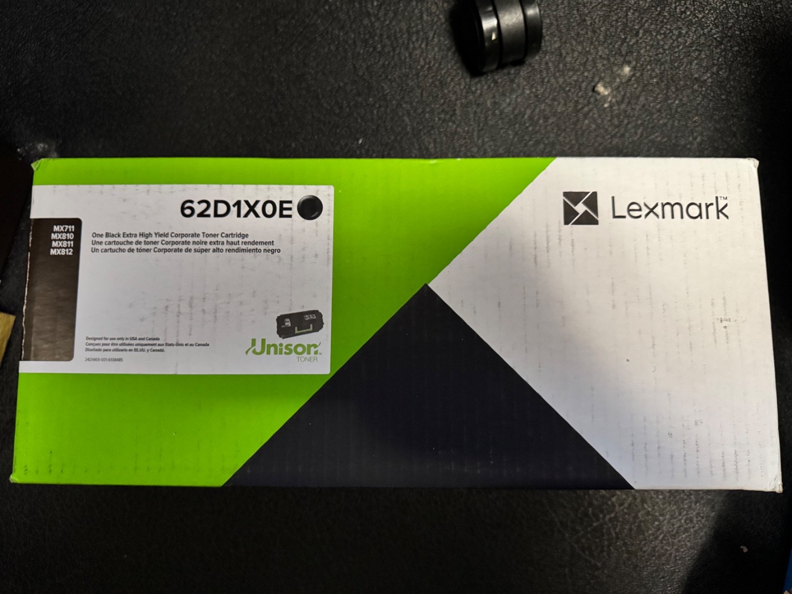 GENUINE OEM LEXMARK EXTRA HIGH YIELD BLACK TONER 62D1X0E SEALED