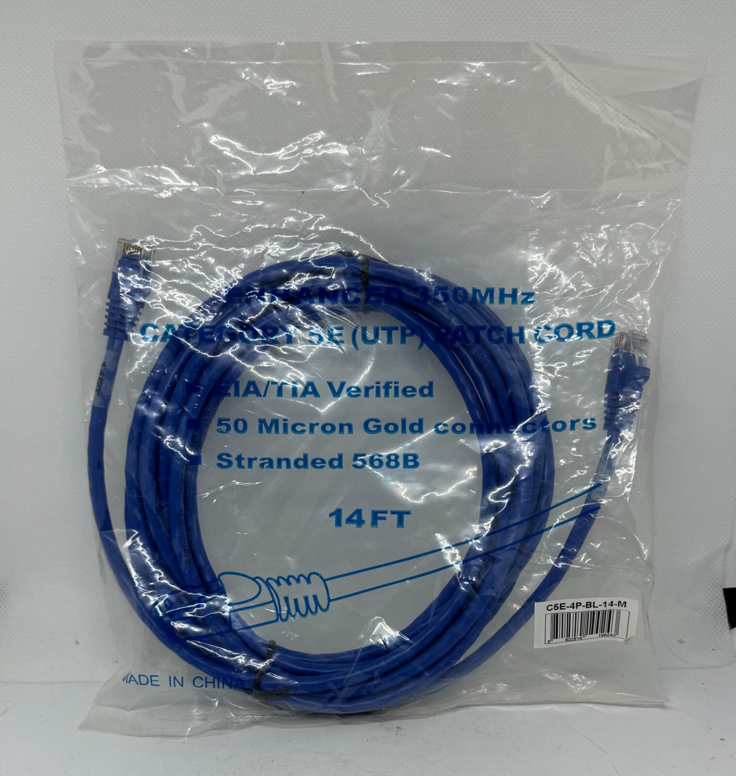 CP TECH C5E-4P-BL-14-M CAT 5E UTP 350 MHZ PATCH CORD 14 FT BLUE MOLDED LOT OF 9