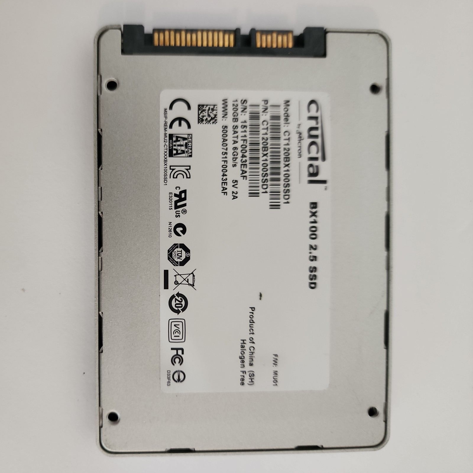 CRUCIAL~ Micron~BX100 120GB 2.5" SATA / 6Gb/s CT120BX100SSD1 Solid State Drive