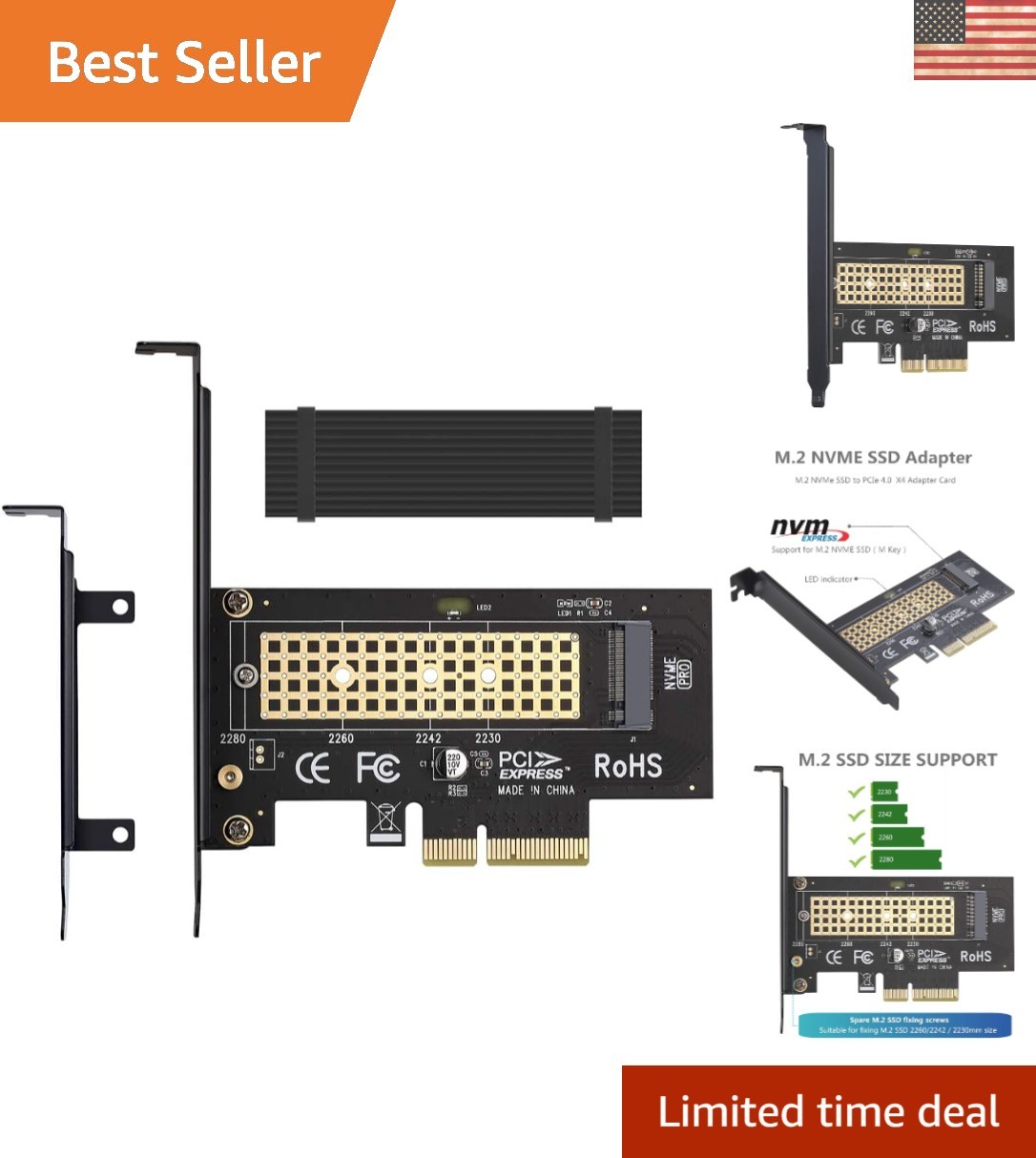 Sleek M.2 NVMe to PCIe 4.0 x4 Adapter with Cooling for Optimal SSD Performance