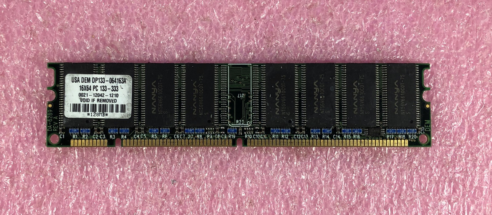 1 x 128MB NANYA  PC-133 NON-ECC MEMORY SDRAM - P/N: DP133-064163A