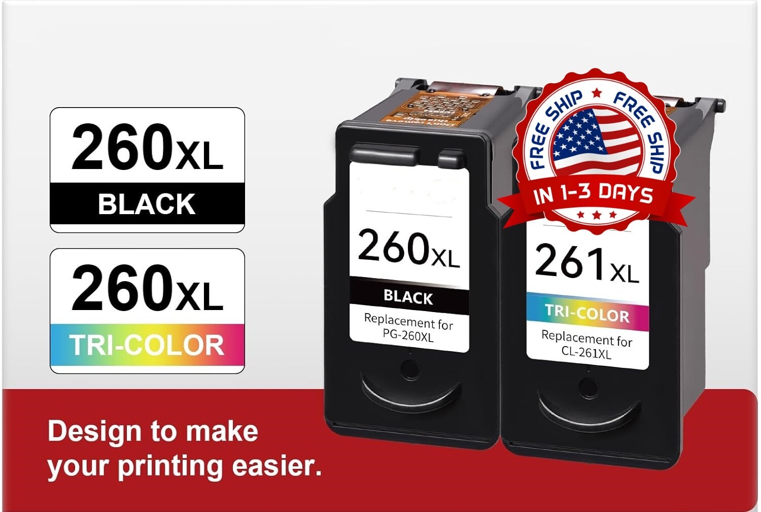 Reemplazo de cartuchos de tinta compatibles 1 negro, 1 tricolor para impresora