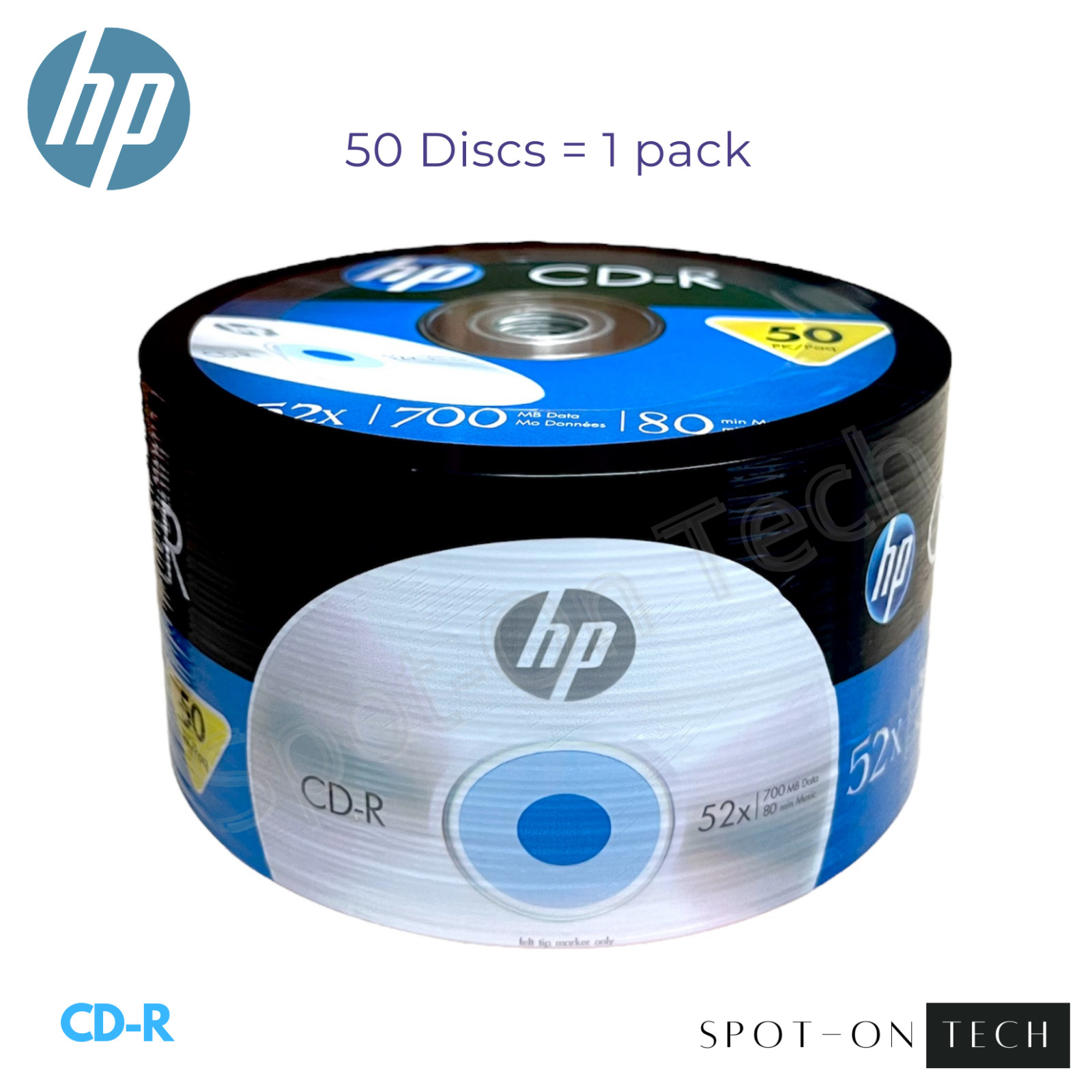 50 HP CD CD-R Logo 52X Blank media disc 700MB - Original, NO ECO - Same day SHIP