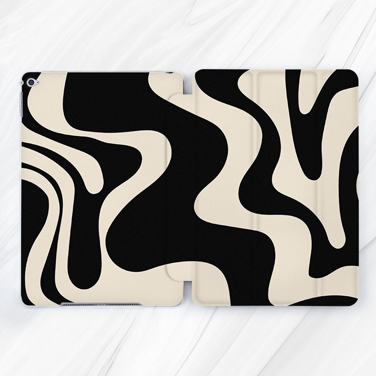 Black Beige Waves Wraps Case For iPad 10.2 Mini 7 10.9 Pro 11 12.9 11 Air 5 11