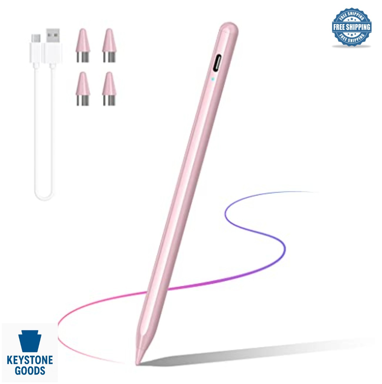 Active Stylus Pen 1.5mm Tip USB-C Rechargeable for Tablet Phone Pink Stylus