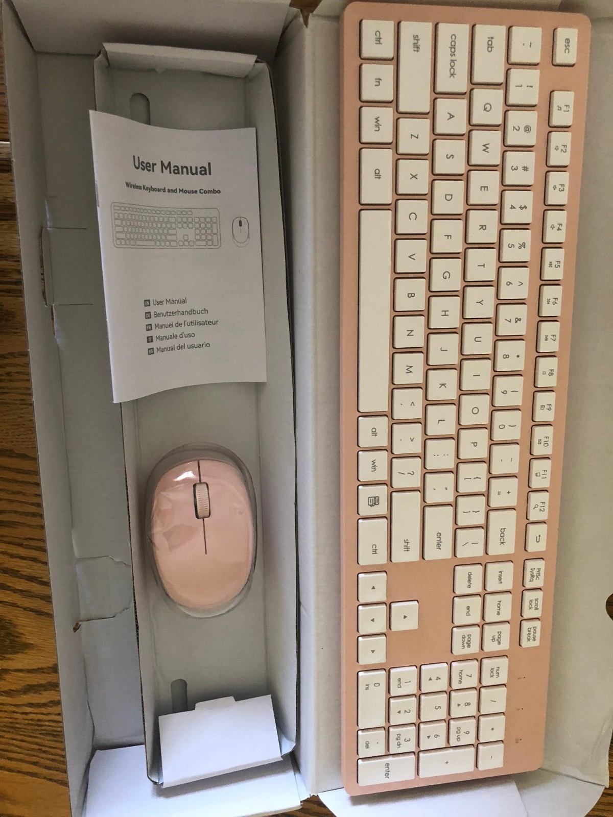 LeadsaiL Wireless Keyboard and Mouse Combo Full-Sized Ergonomic Pink