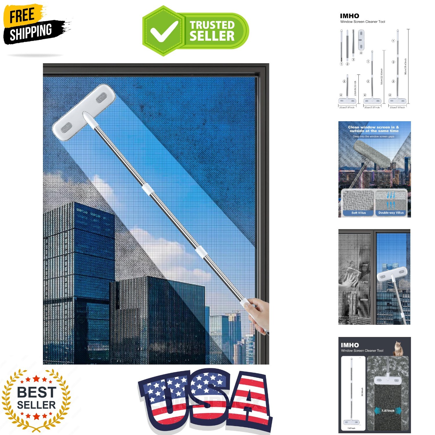 Cleaning Brush for Window Screen, Screen Cleaner Tool, 2 in 1 Mesh Screen Cle...