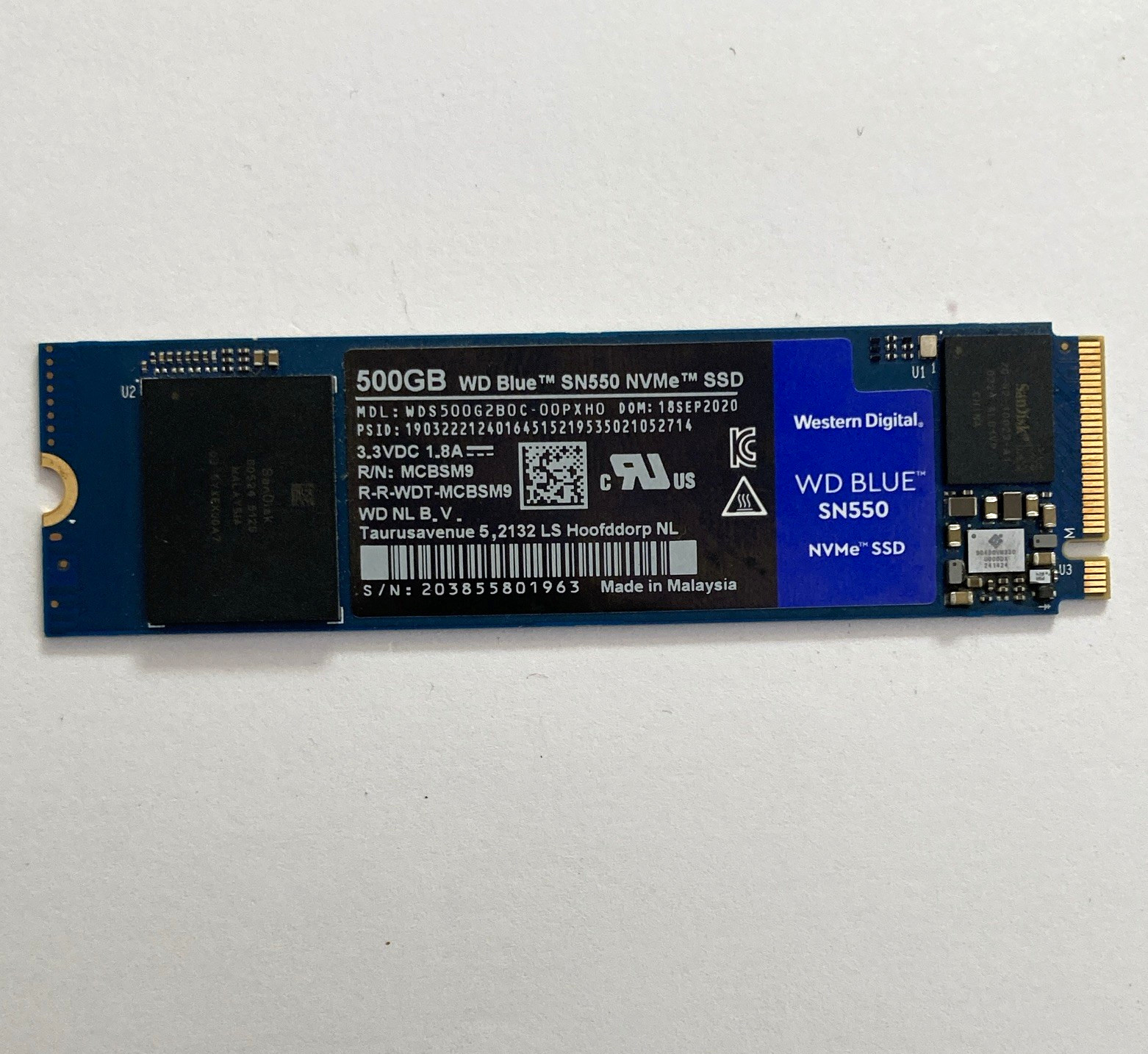 Western Digital WD Blue SN550 500GB M.2 2280 NVMe Internal SSD PC WDS500G2B0C