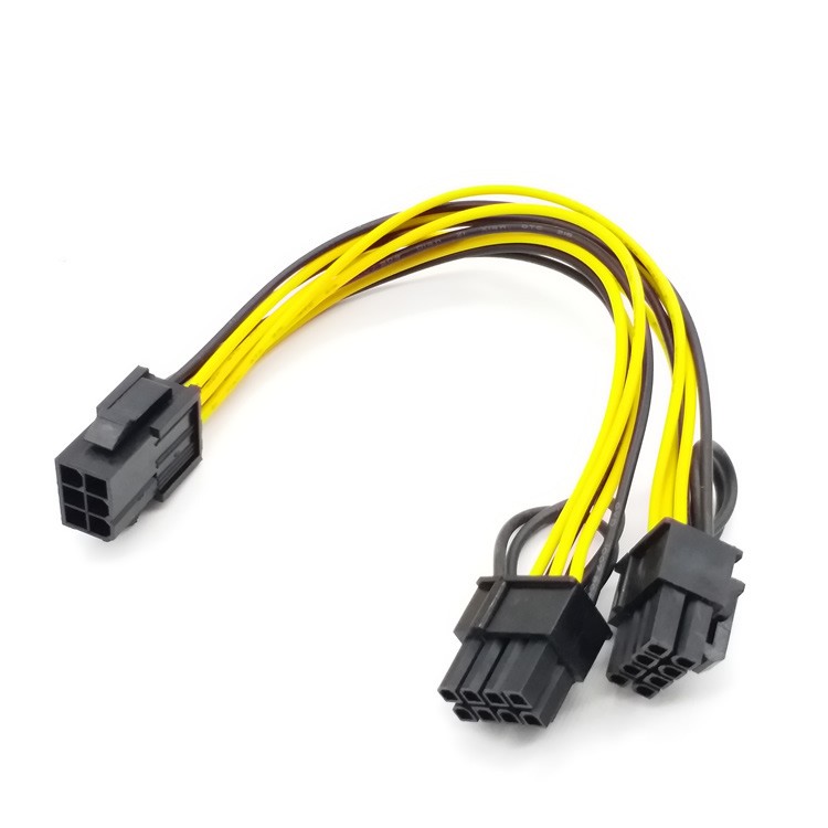 Power Cord Yellow 6p to Dual 8p 62 Plastic Cable