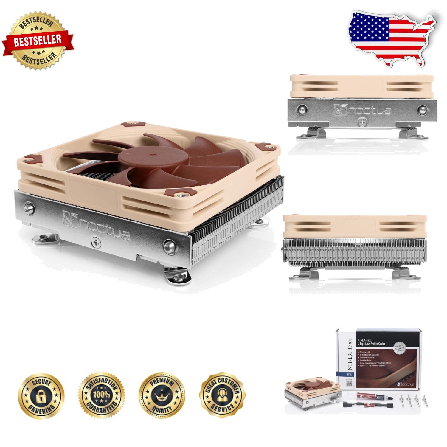 Low-Profile CPU Cooler, Ultra-Quiet 37mm ITX, Copper/Aluminum, 92mm PWM Fan, ...