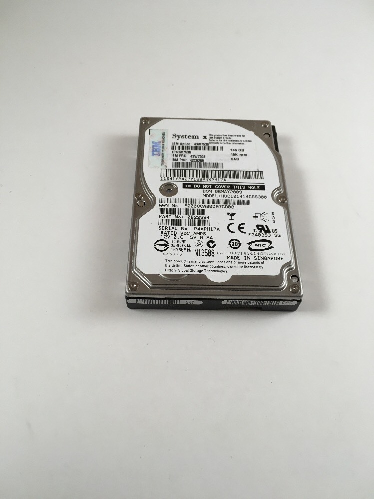 42C0269 IBM 43W7538  146GB 10K 2.5″ SAS Hard Drive W/O Tray 43W7536