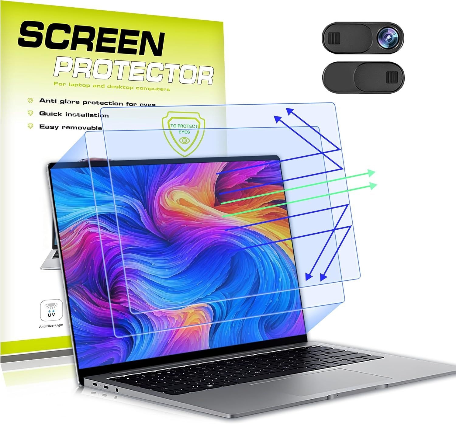 17.3 Inch Anti-Blue Light Anti-Glare Screen Protector for Laptops - 2 Pack