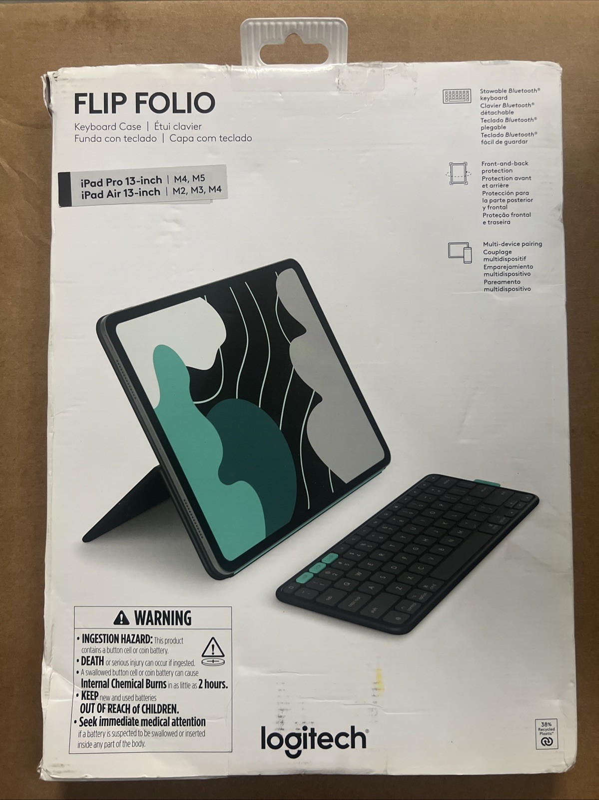 Logitech Flip Folio iPad Pro/iPad Air 13” Keyboard Case 920-013367 M2,3,4