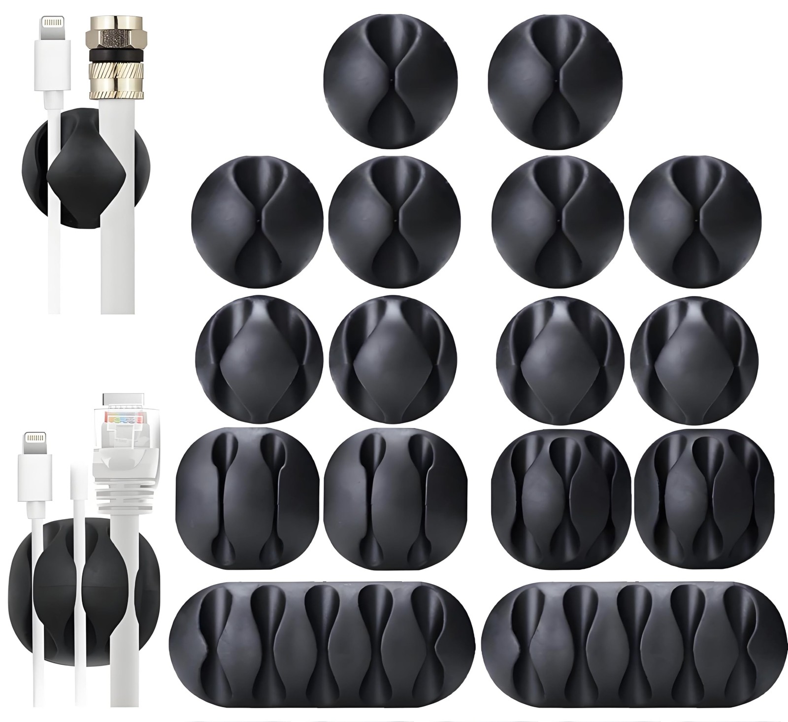 OHill 16-Pack Black Cord Organizer - Adhesive Cable Clips ‎16-Pack, 