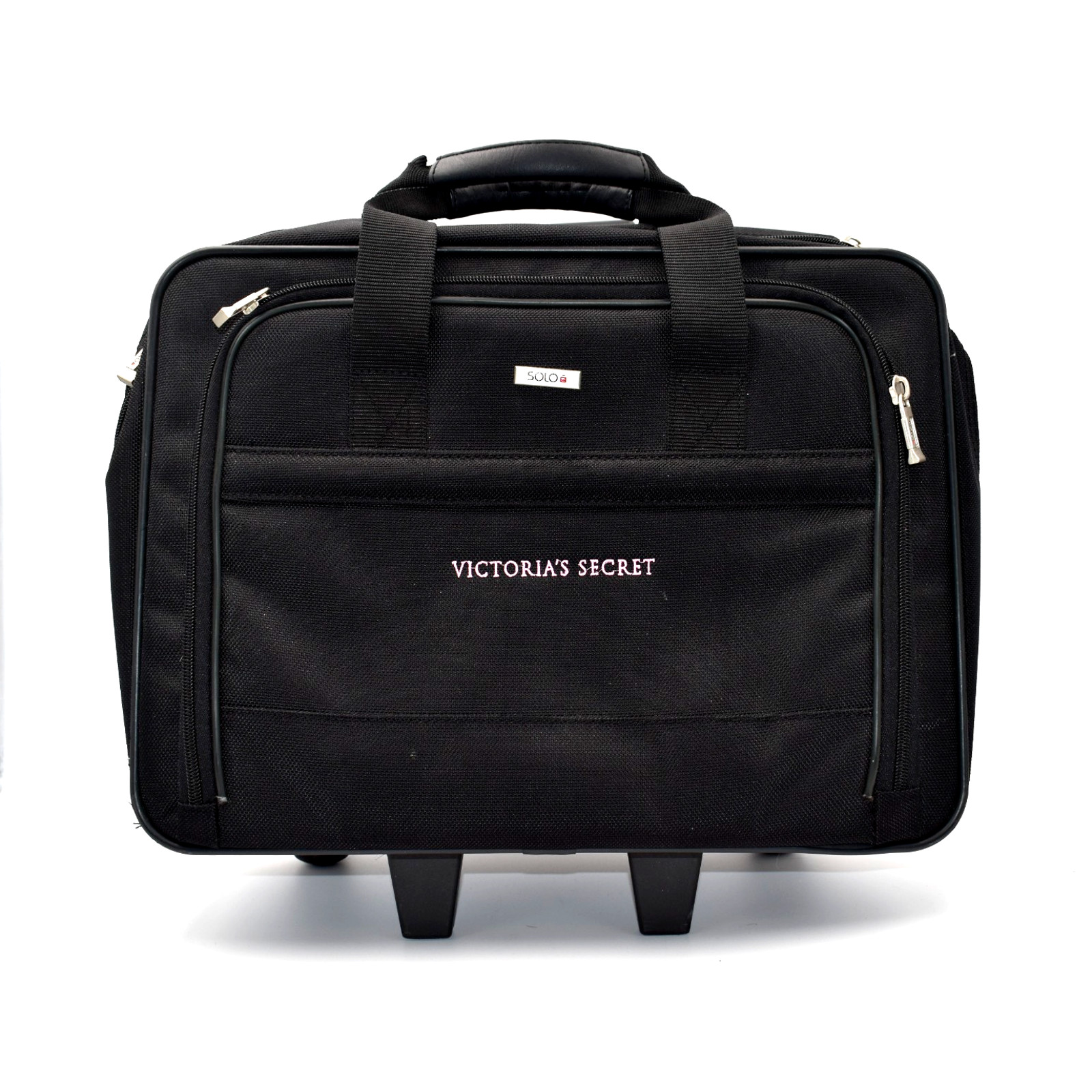 Victoria's Secret Solo Rolling Laptop Case Polyester Black Travel Bag Rare Find