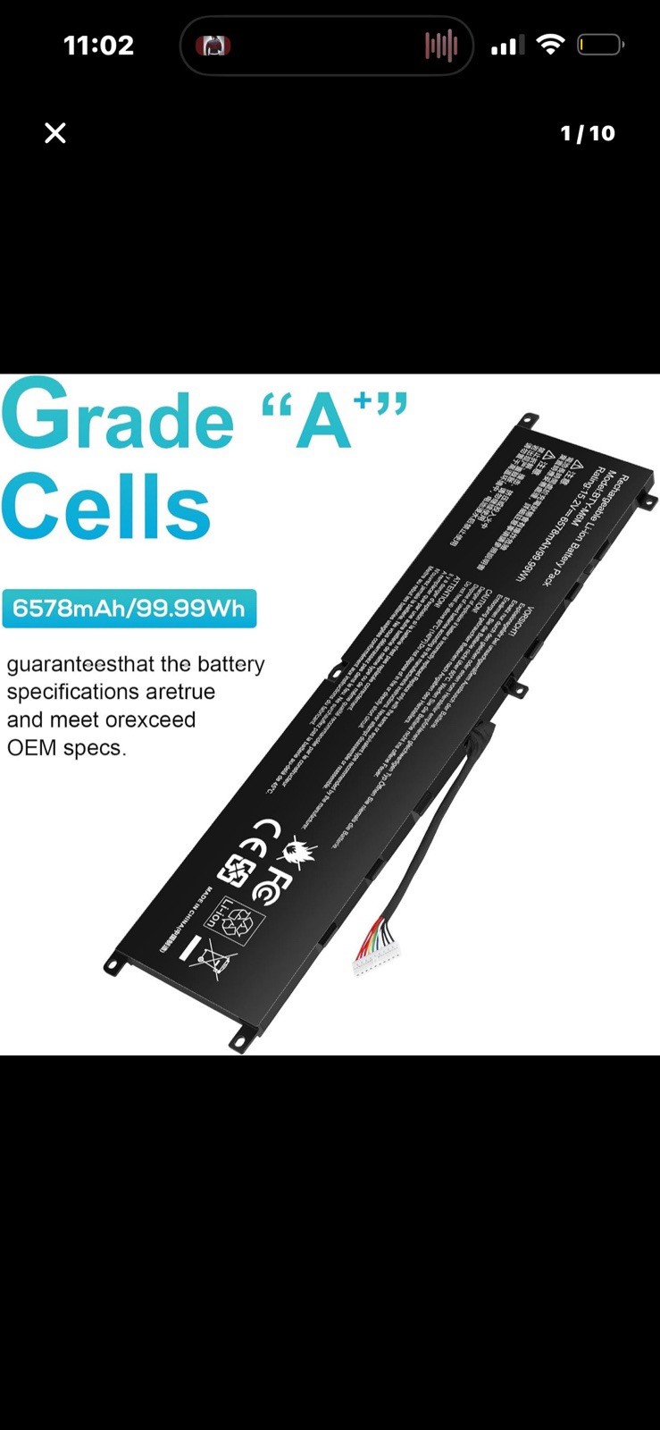  Fancy Buying.BTY-M6M 4ICP8/35/142 Laptop Battery for MSI GS66 Stealth 10SE 10SF