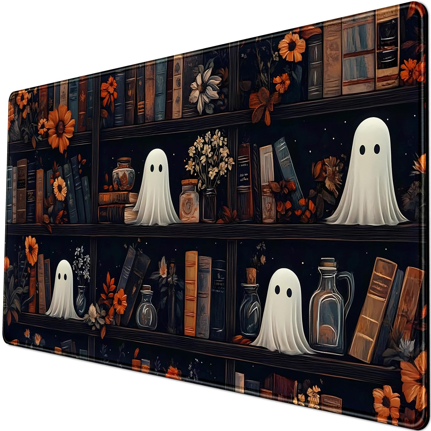 LuckyCow Cute Vintage Gothic Desk Mat Kawaii 31.5L x 15.7W inches, Bookcase 