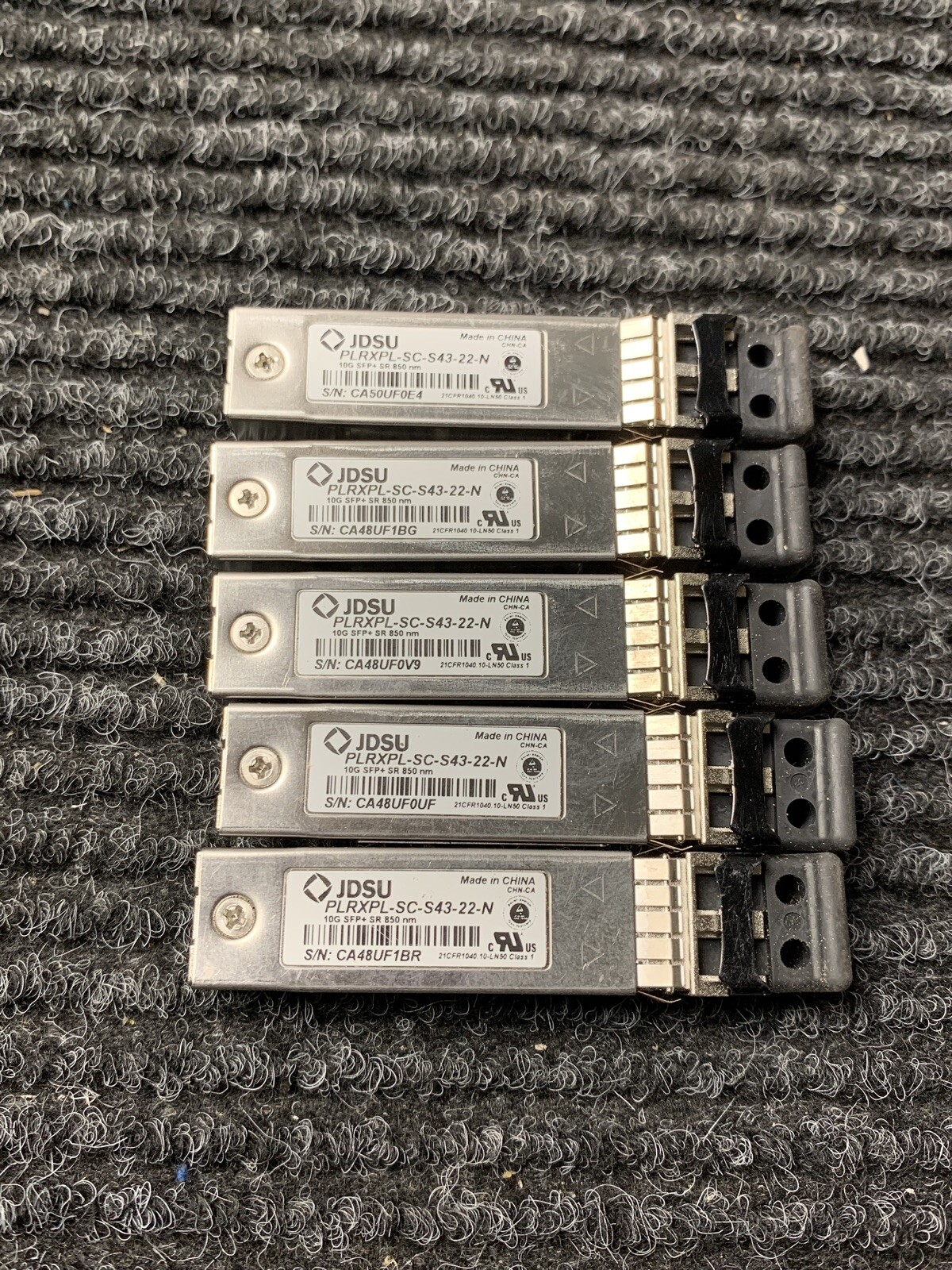 Lot of 5 JDSU PLRXPL SC-S43-22-N 10GB SFP+ Transceiver Module  850nm