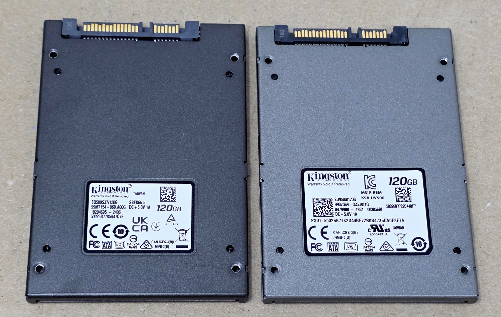 (Lot of 2) Kingston 120GB 2.5" SSD (Q500 SQ500S37/120G, UV500 SUV500/120G)