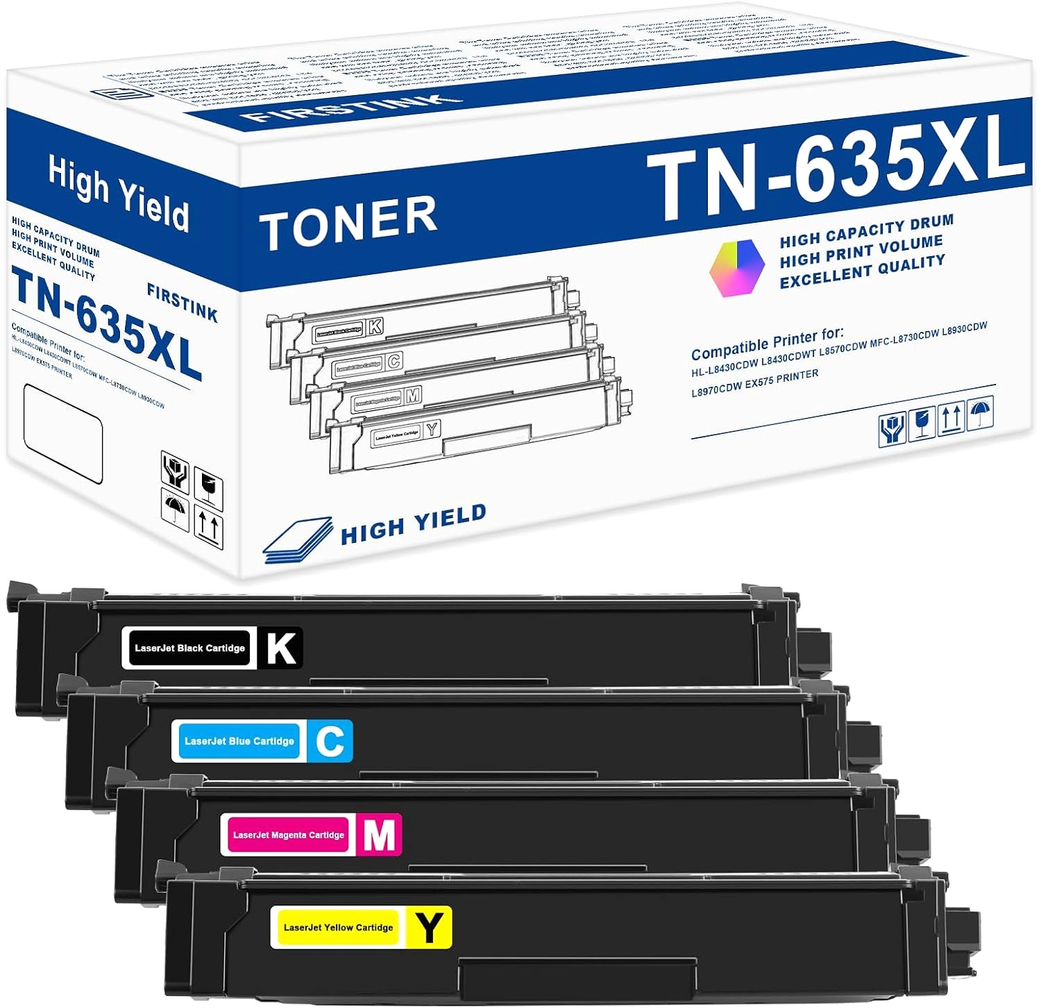 TN-635XL TN-635 High-Yield Toner Cartridge for Brother HL & MFC Series Printers