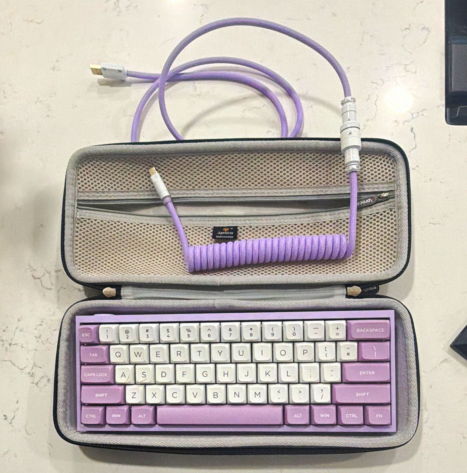 Custom Wooting 60HE USB-C Gaming Keyboard in Tofu 60 Redux Case with Travel Case
