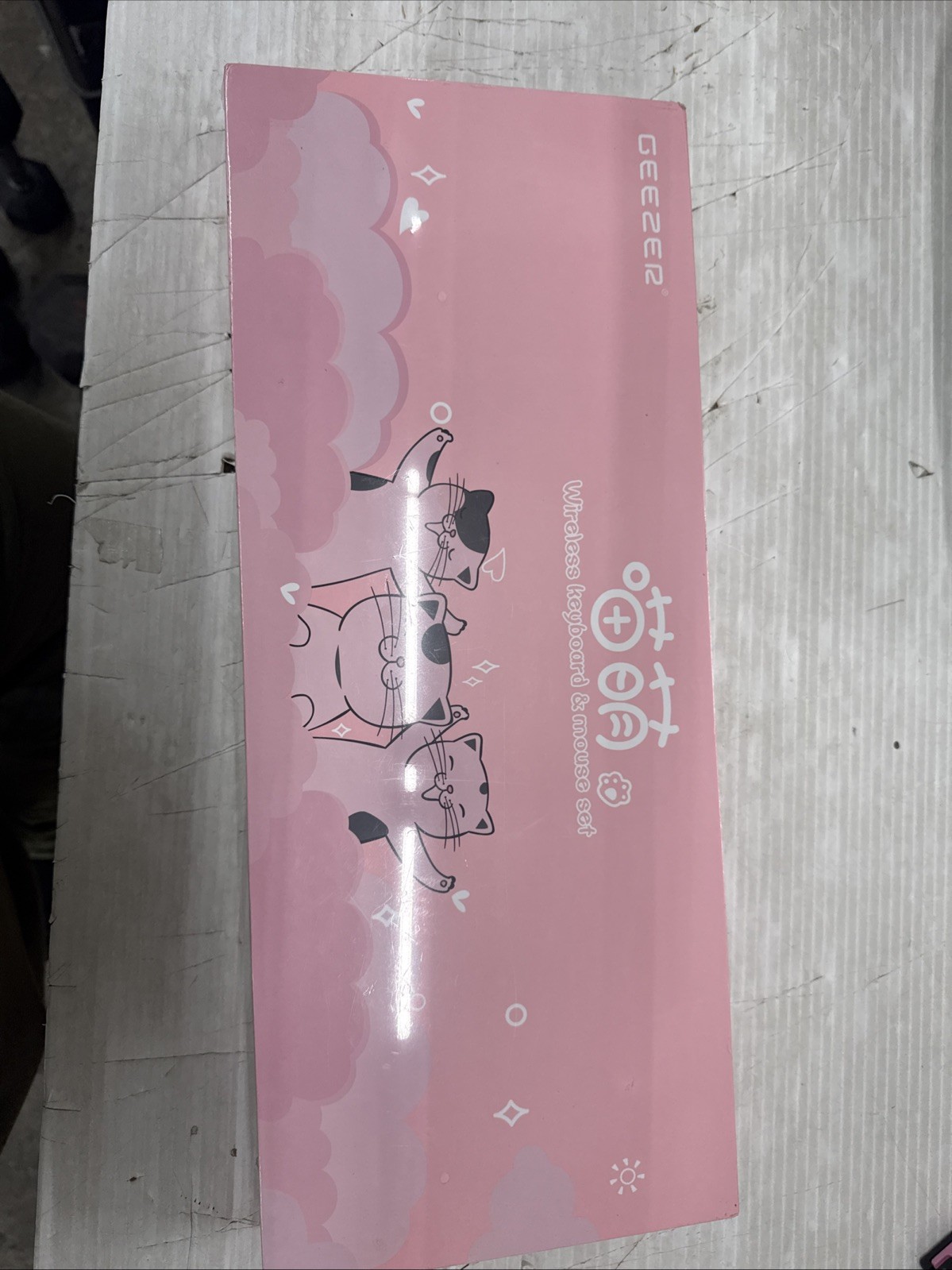 Geezer Pink Cat Wireless Keyboard Mouse Kids